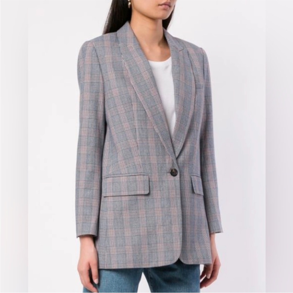 Equipment Gray Plaid Blazer